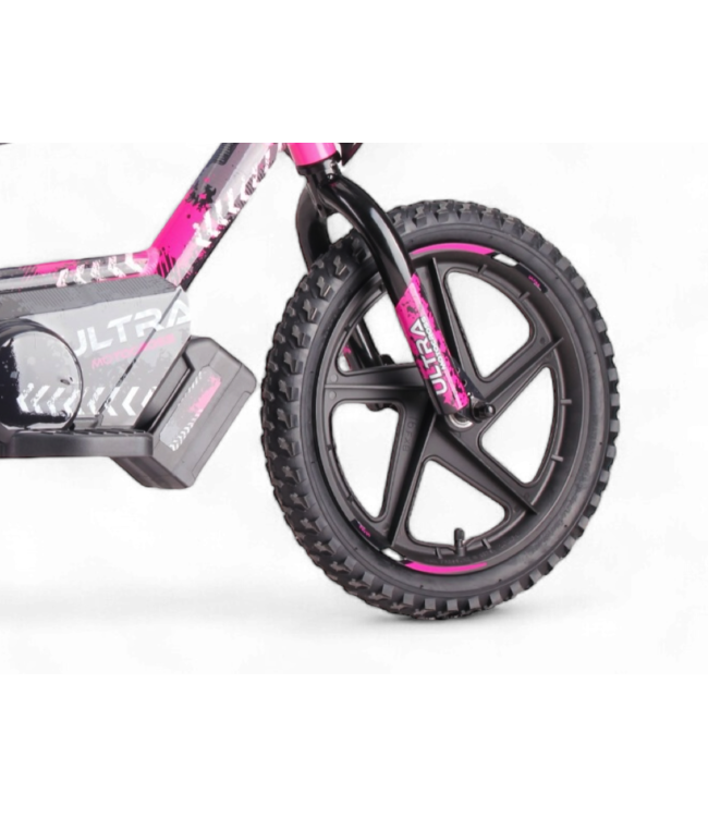 Vélo d'équilibre électrique 24 volts avec roues de 16 pouces, moteur électrique - rose