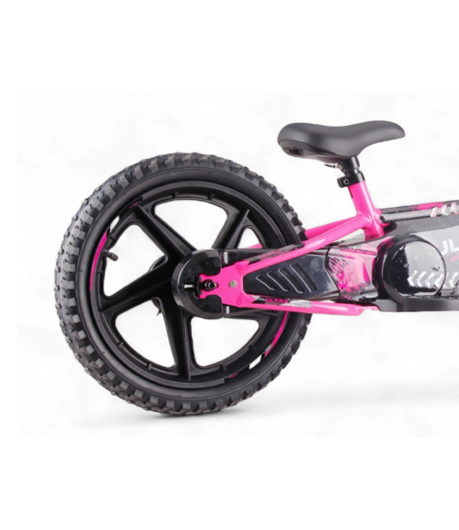 Vélo d'équilibre électrique 24 volts avec roues de 16 pouces, moteur électrique - rose