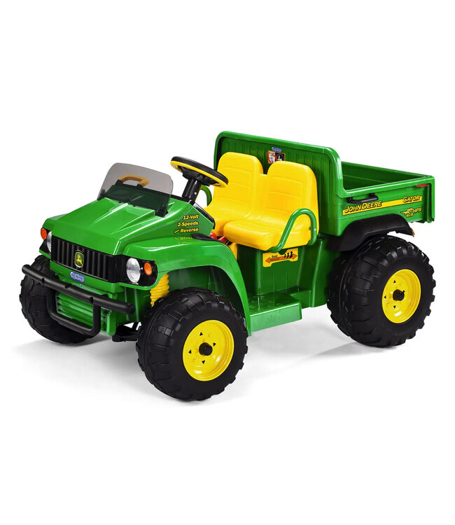 John Deere 12 volt elektrische kinder tractor met werkende graafarm en kantel bak