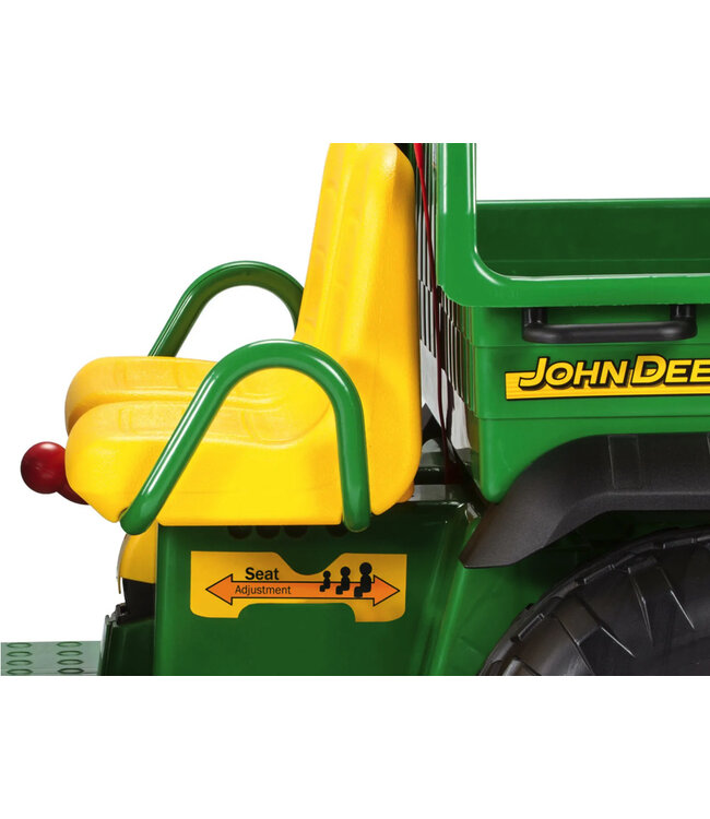 John Deere 12 volt elektrische kinder tractor met werkende graafarm en kantel bak