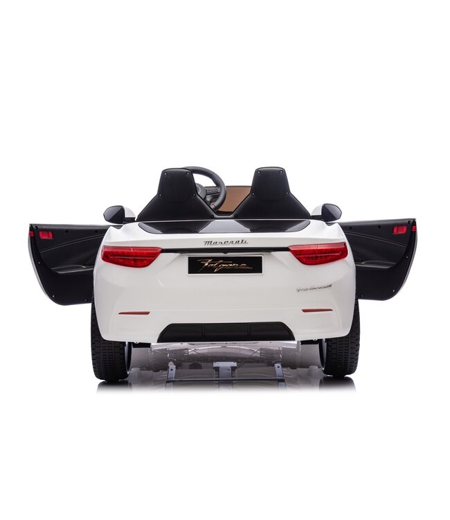 Maserati GranTurismo Folgore 2-zitter, 12 volt kinderauto  met rubberen banden en meer!