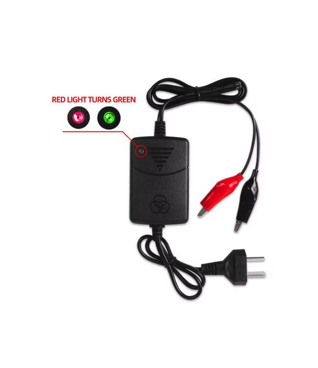 12 Volt 1300mA Charger with Clamps for Lead-Acid Batteries.