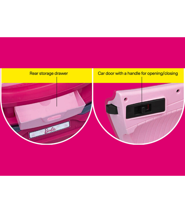 Voiture électrique Barbie 12V avec de vraies Barbies