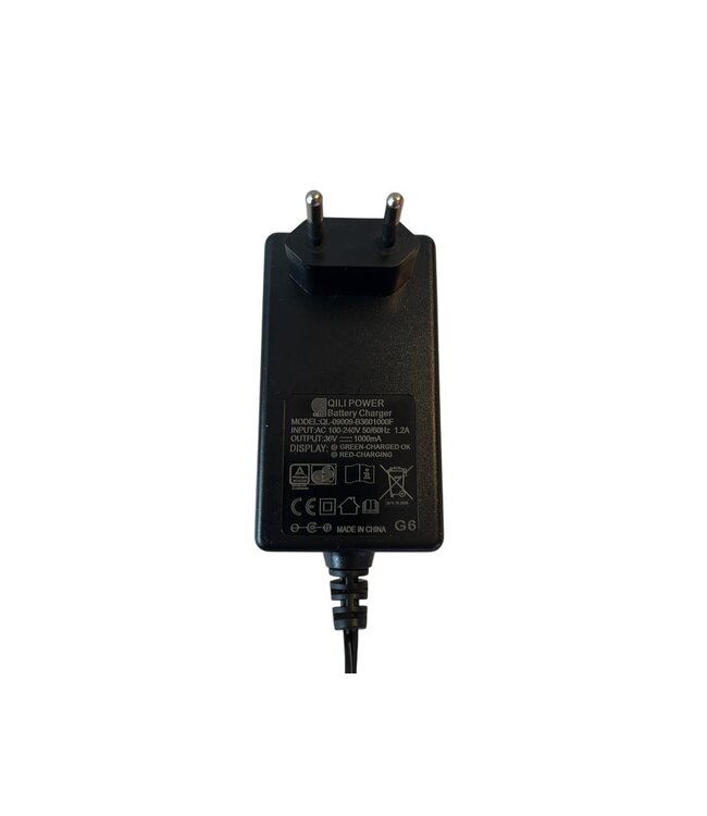 36 V 1 A oplader met ronde aansluiting voor loodaccu’s