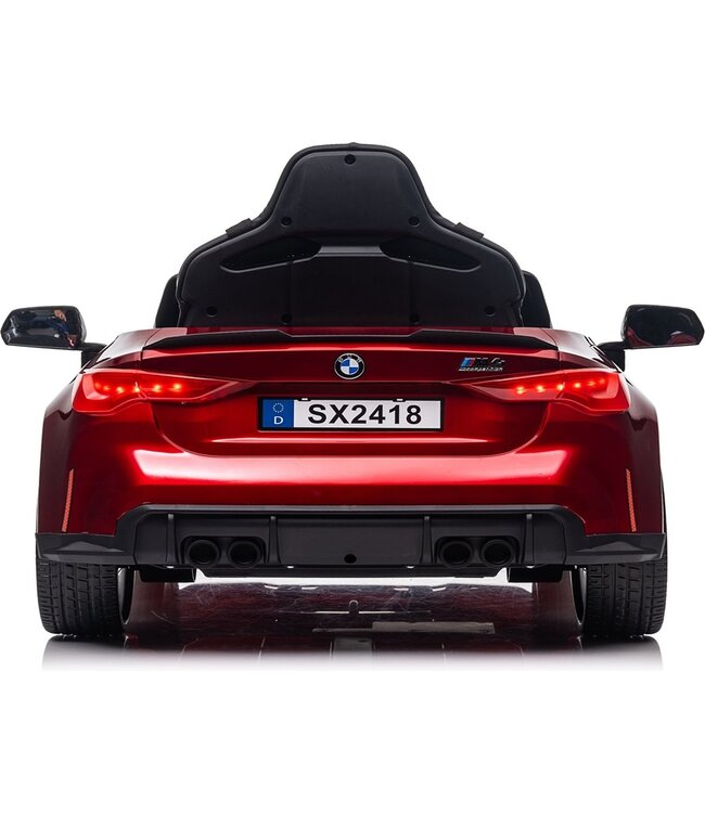 BMW M4, 12 volt elektrische kinderauto, Leder zitje, Rubberen banden, Kinder Accu Auto!