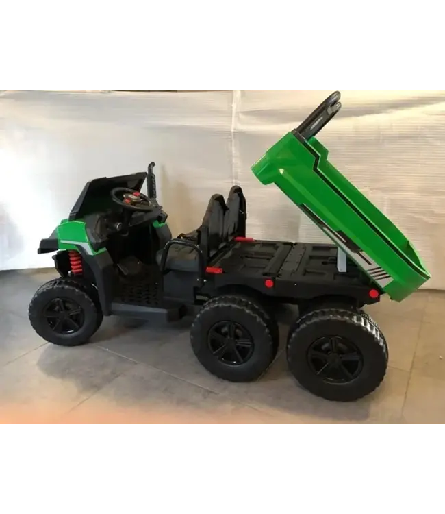 24V Elektrische Kinderauto Gator Farm Truck 4WD – 2x12V7Ah – Met Leren Zitting, Rubber Banden & Vierwielaandrijving voor Buitenrijden