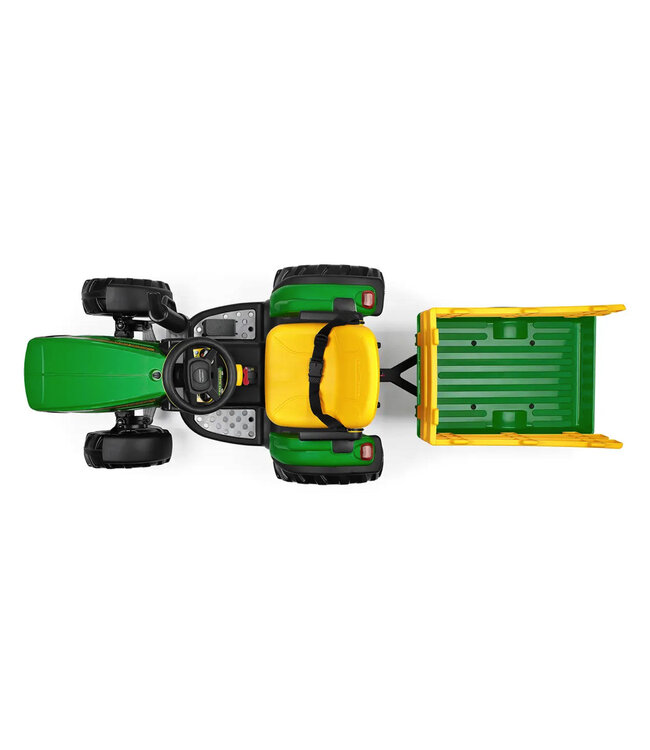 John Deere kinder tractor + aanhanger, 2 x 12 volt motoren