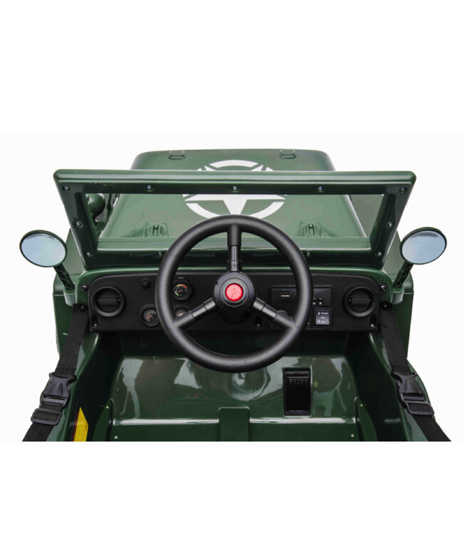 Jeep Army, Willy's Jeep 12 volt electric children's car with 4wd, rubber tires and artificial leather seat!