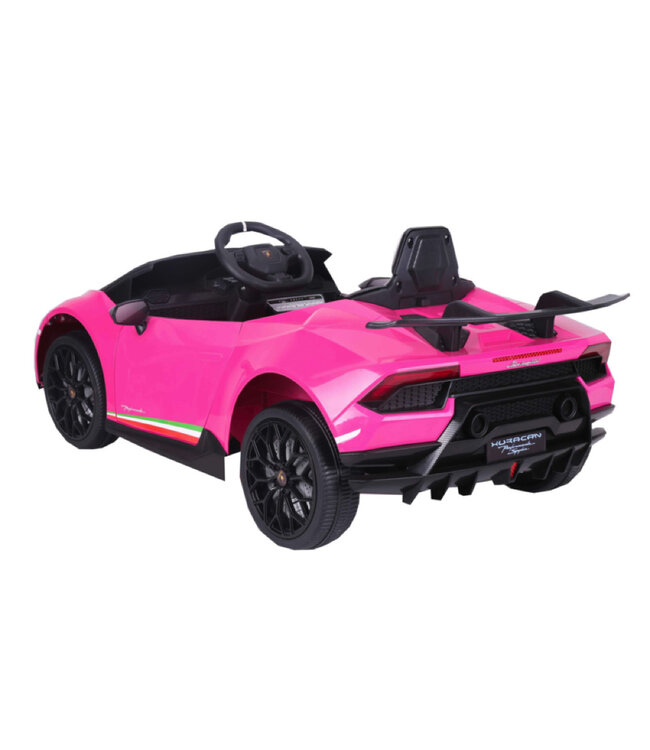 Lamborghini Huracan Performante, 12v elektrische kinderauto met EVA banden en kunstleder zitje!