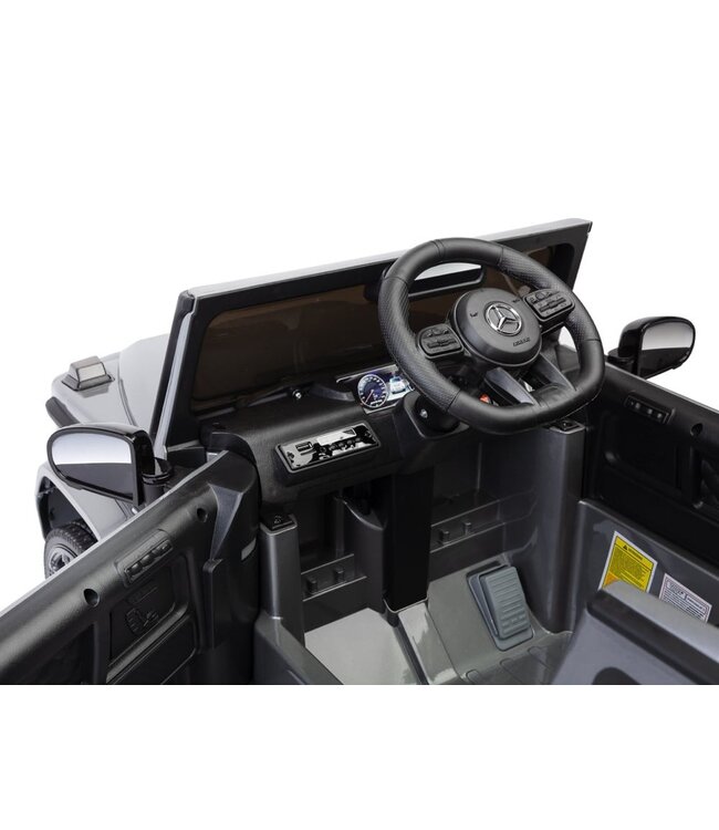 Mercedes G63 AMG, 12V ride-on car with lithium battery, rubber tires, leather seat and more