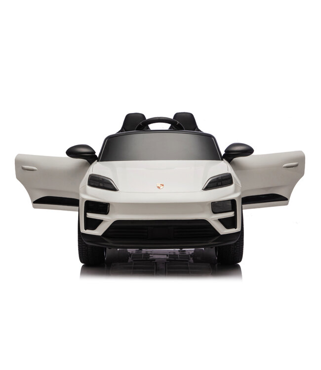 Porsche Macan Turbo electric ride-on car with a lithium battery, music module, rubber tires, and more.