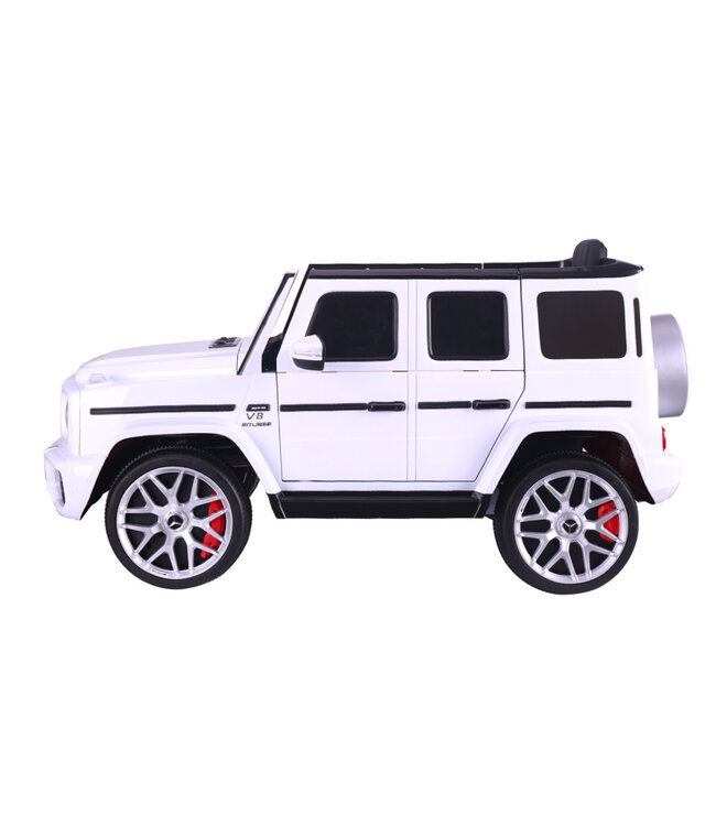 Mercedes G63, voiture électrique pour enfants avec batterie lithium 12 volts, pneus en caoutchouc, siège en cuir et bien plus encore !