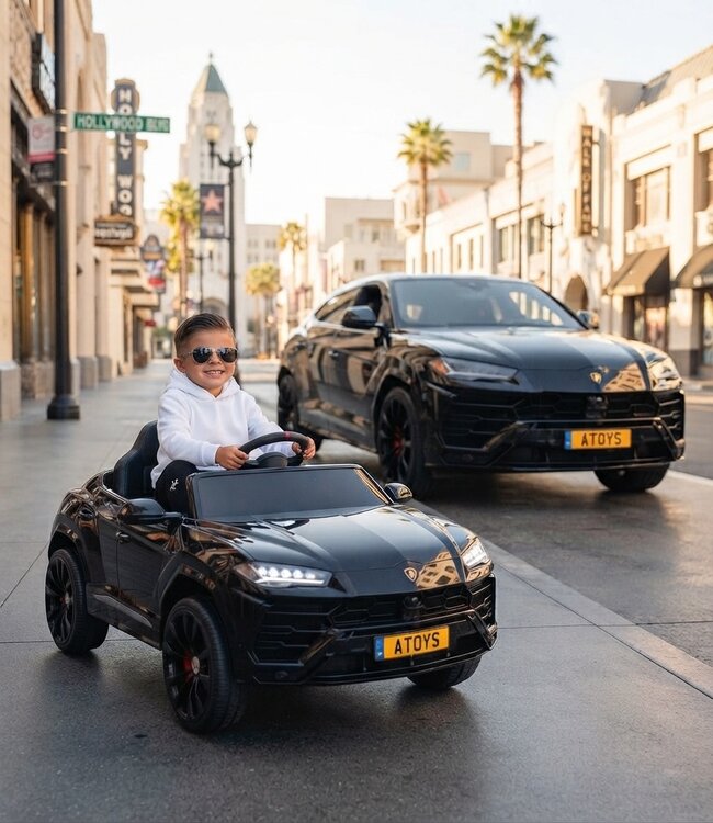 Lamborghini Urus, 12 volt elektrische kinderauto met EVA banden en kunstleder zitje!