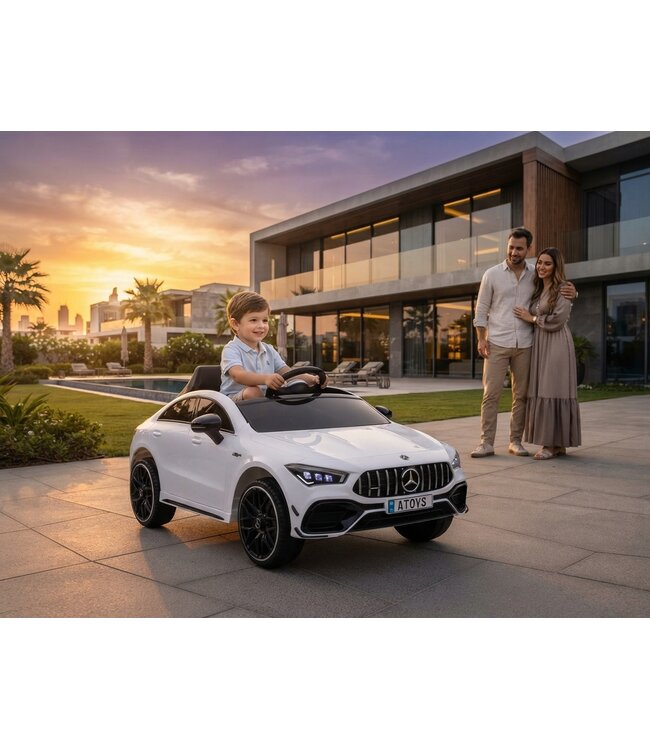 Mercedes CLA 45 S AMG Electric Kids Car 12 volt electric kids car with rubber tires, leather seat and more!