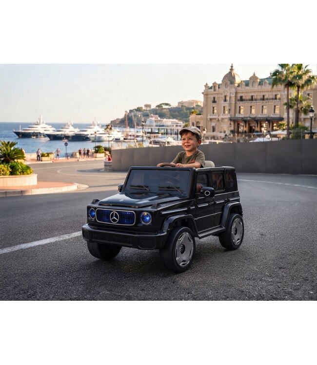 Mercedes Benz EQG, 12 volt electric children's car with rubber tires, leather seat and more!