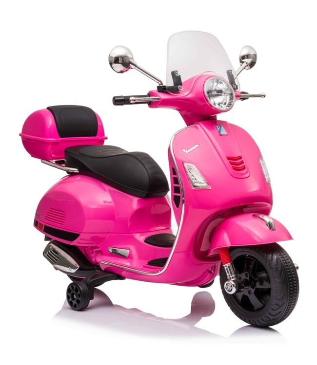 Vespa GTS Super 12V elektrische kinderscooter roze met windscherm