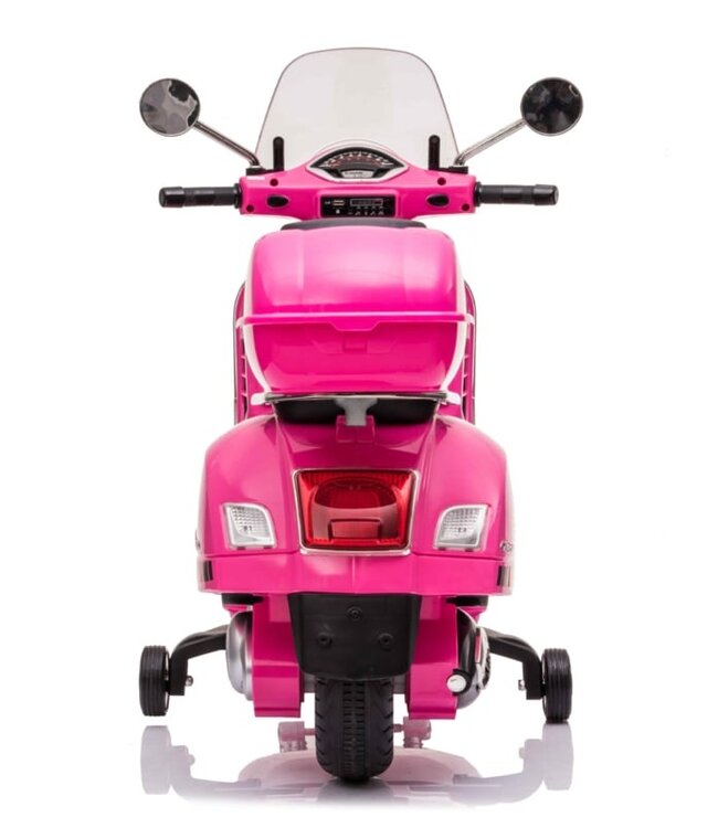 Vespa GTS Super 12V elektrische kinderscooter roze met windscherm