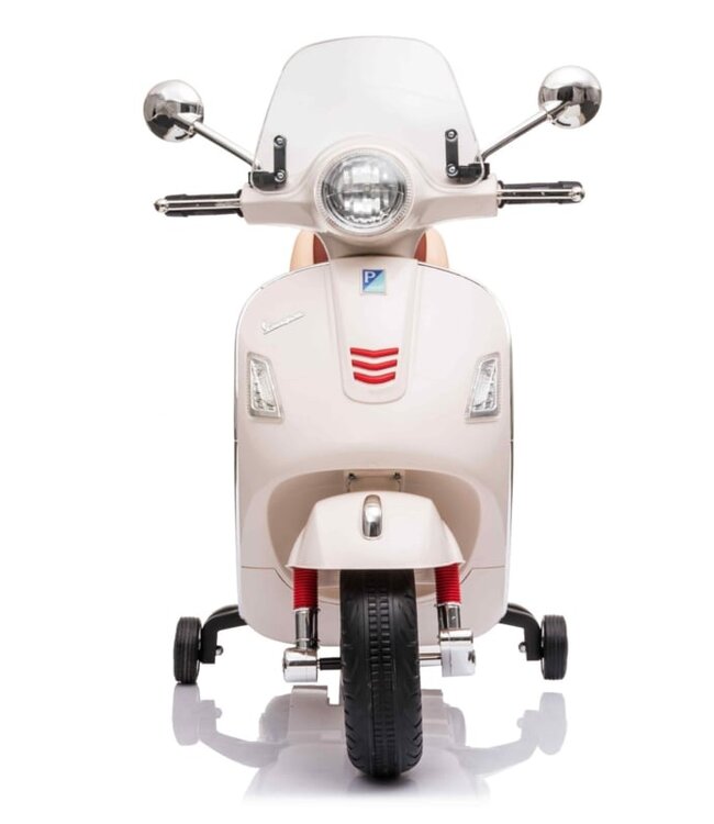 Vespa GTS Super 12V elektrische kinderscooter wit met windscherm