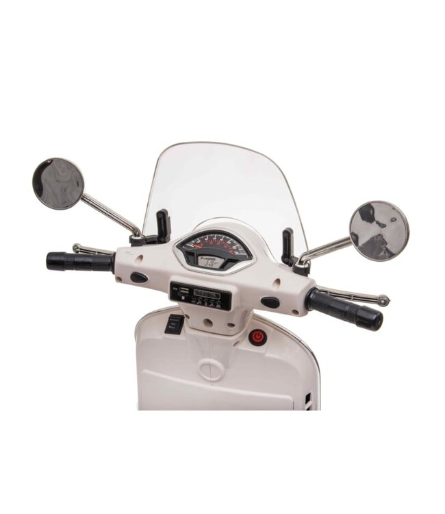 Vespa GTS Super 12V elektrische kinderscooter wit met windscherm