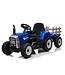 Electric Tractor with Trailer 12V Blue, 2.4GHz and Bluetooth