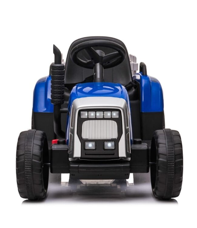 Electric Tractor with Trailer 12V Blue, 2.4GHz and Bluetooth