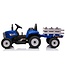 Electric Tractor with Trailer 12V Blue, 2.4GHz and Bluetooth