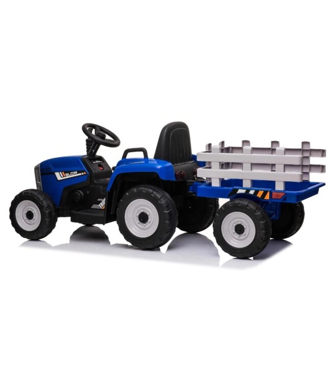 Electric Tractor with Trailer 12V Blue, 2.4GHz and Bluetooth