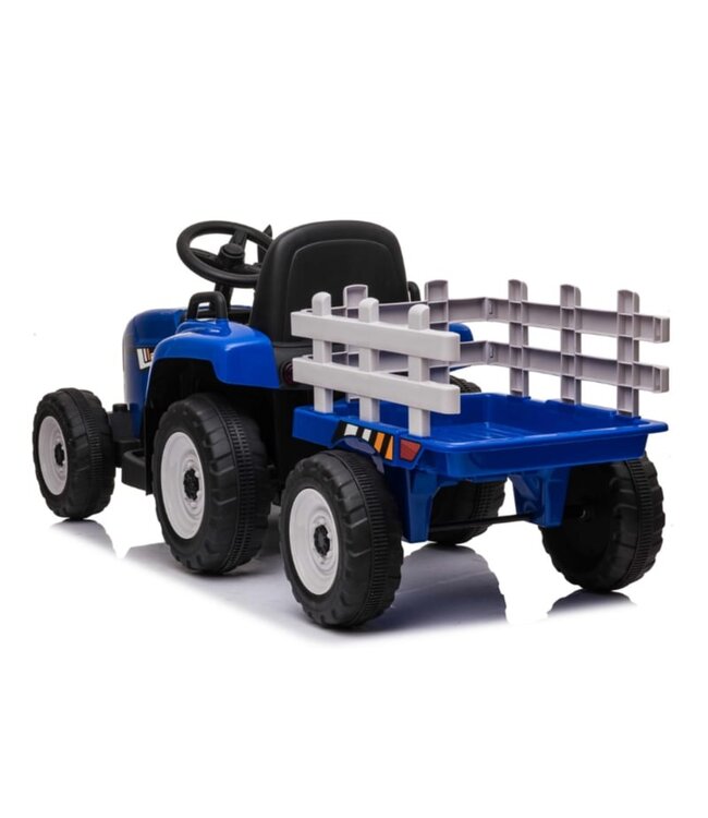 Electric Tractor with Trailer 12V Blue, 2.4GHz and Bluetooth