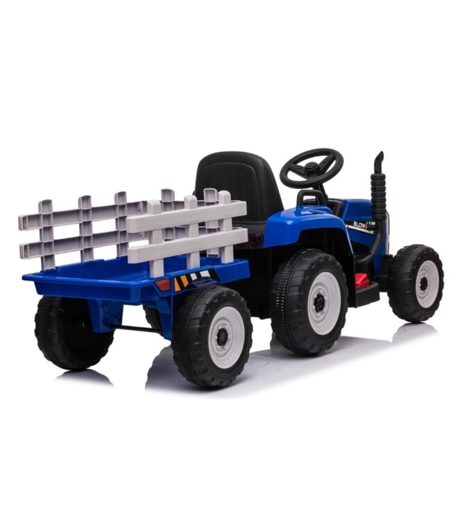 Electric Tractor with Trailer 12V Blue, 2.4GHz and Bluetooth