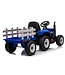 Electric Tractor with Trailer 12V Blue, 2.4GHz and Bluetooth