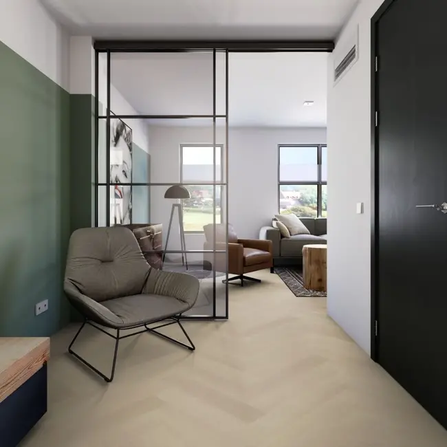 FLOORWORLD Como Visgraat Beige Plak PVC