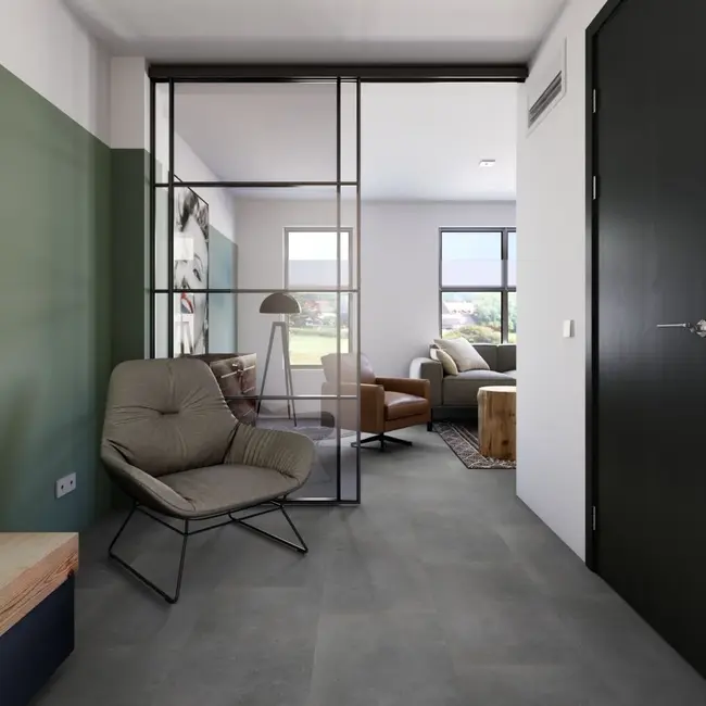 FLOORWORLD Andorra Tegel Donkergrijs Plak PVC