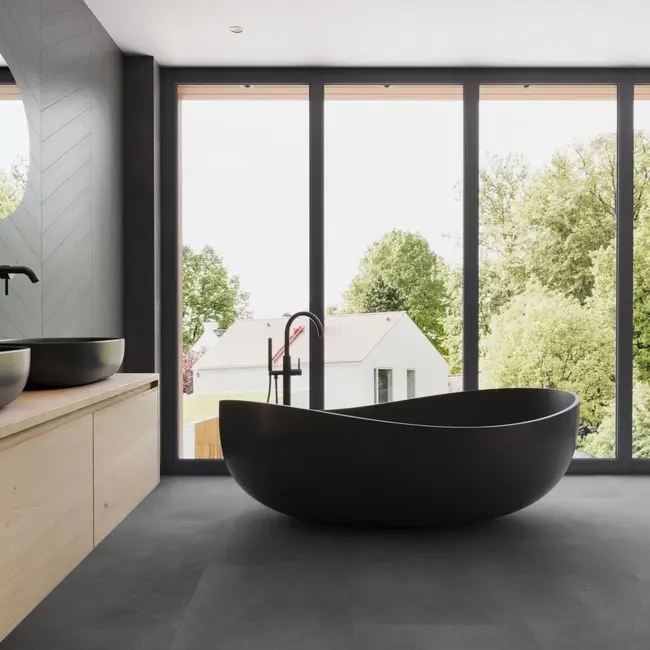 FLOORWORLD Andorra Tegel Donkergrijs Plak PVC