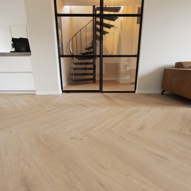 Floer Walvisgraat PVC – Gaia Grijsbeige