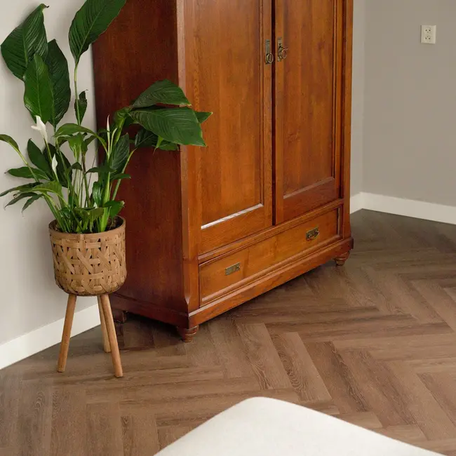 Floer Visgraat PVC – Bruin Eiken