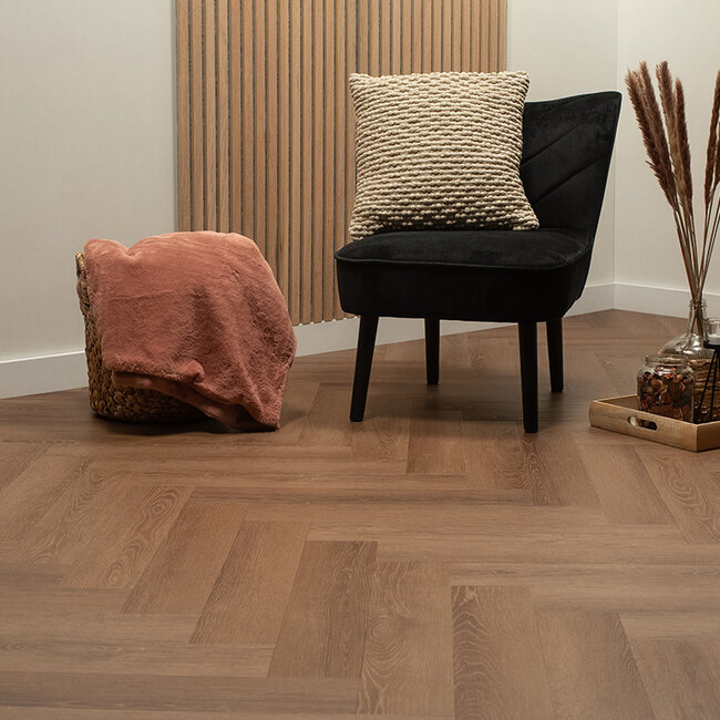 Floer Visgraat PVC – Bruin Eiken