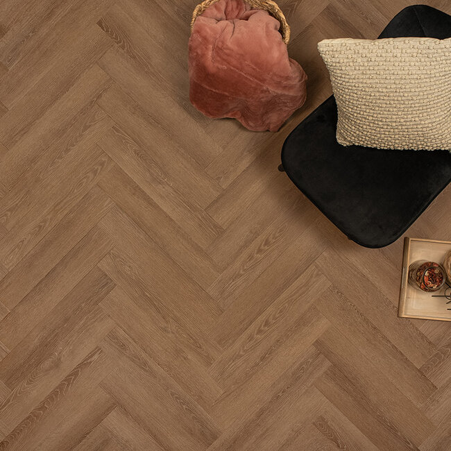 Floer Visgraat PVC – Bruin Eiken