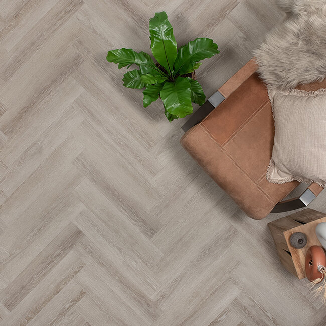 Floer Visgraat PVC – Grijs Eiken (Uitlopend)