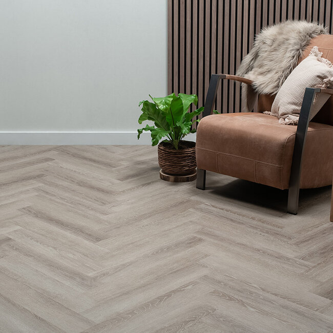 Floer Visgraat PVC – Grijs Eiken (Uitlopend)