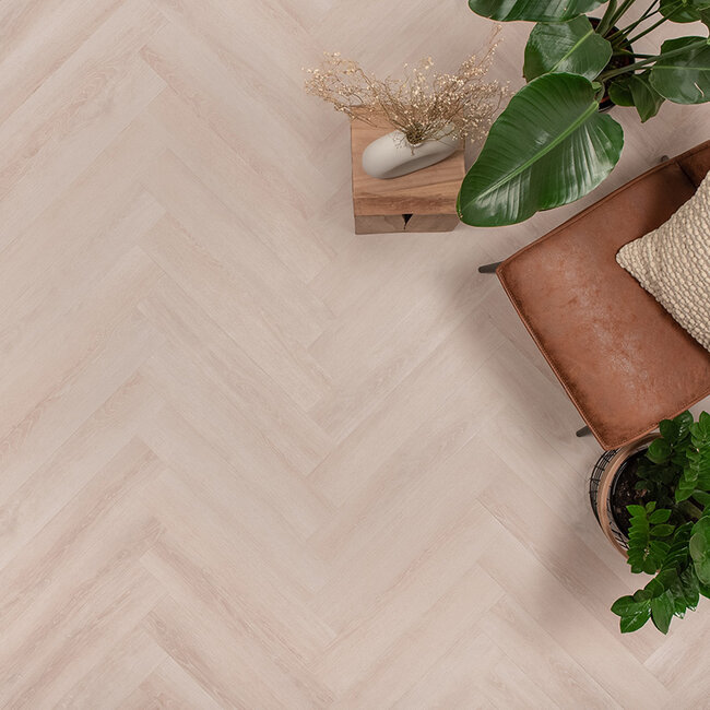 Floer Visgraat PVC – Mat Wit Eiken (Uitlopend)