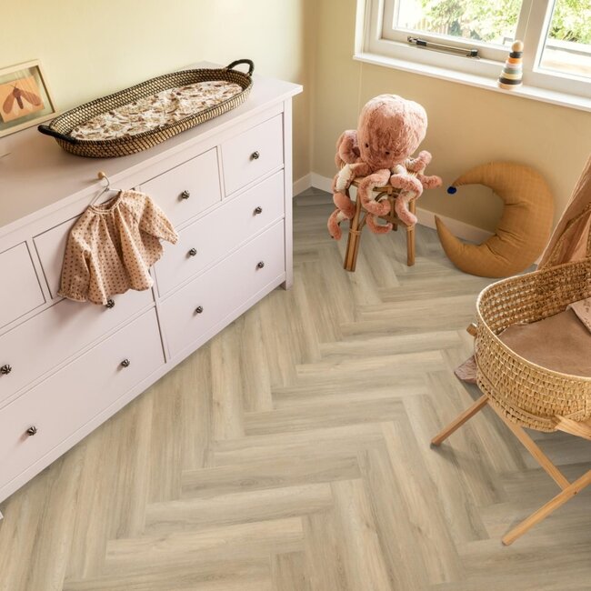 Ambiant Spigato Visgraat Dryback PVC Beige