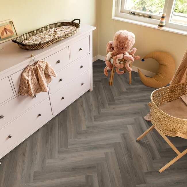 Ambiant Spigato Dryback Visgraat PVC Donker Grijs