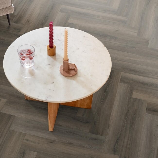 Ambiant Spigato Dryback Visgraat PVC Donker Grijs