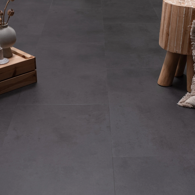Floer Tegel PVC – Betonlook Zwart