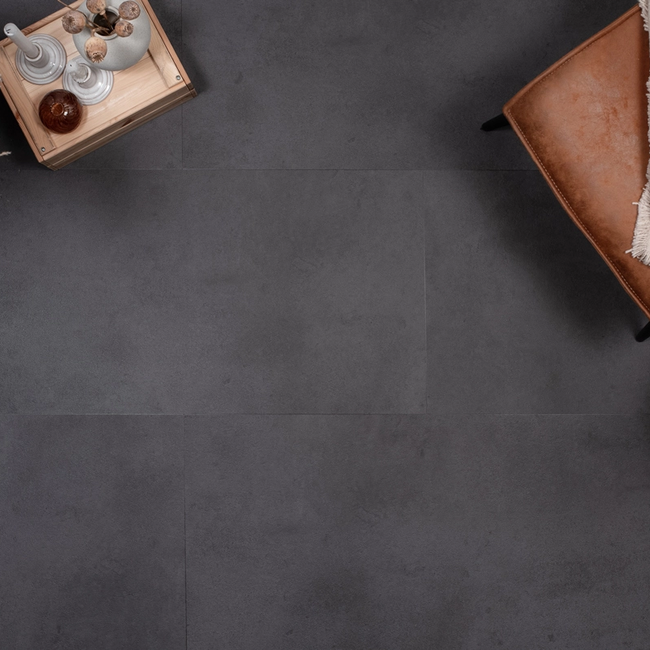Floer Tegel PVC – Betonlook Zwart