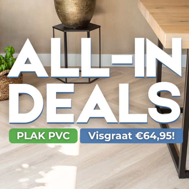 Plak PVC Visgraatvloer All-in Deal – Inclusief Leggen, Plinten & Egaliseren