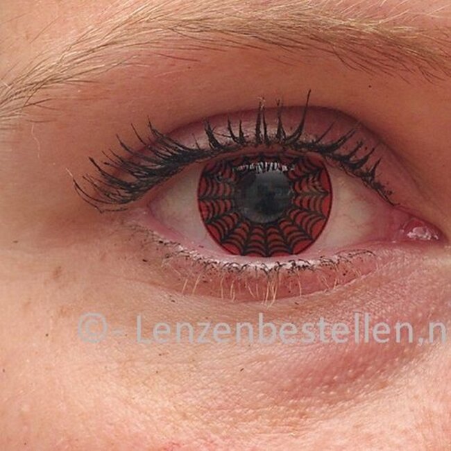 Crazy Kleurlenzen Spiderweb Red Nu met GRATIS lensdoosje