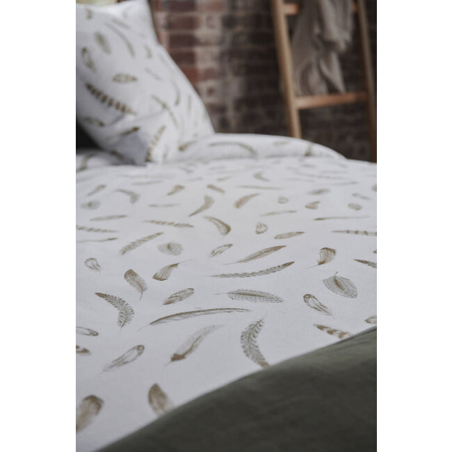 Dekbedovertrek + kussensloop flanel - feather green