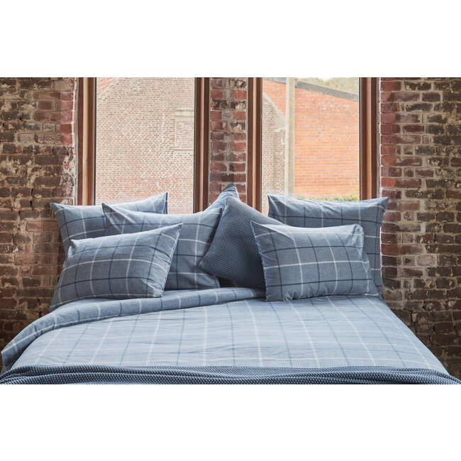 Dekbedovertrek + kussensloop flanel - joss blue