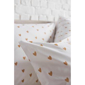 Passion Home Linen Dekbedovertrek + kussensloop flanel - golden hearts